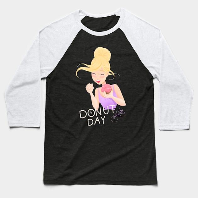 Donut Day Baseball T-Shirt by LunarFox